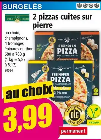Norma VILLA GUSTO 2 pizzas cuites sur pierre offre