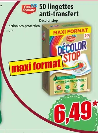Norma Eau Ecarlate 50 lingettes anti-transfert Décolor stop offre
