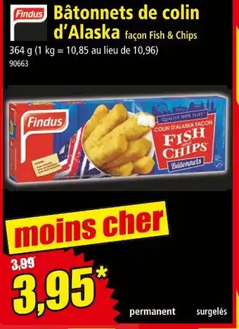 Norma Findus Bâtonnets de colin d’Alaska façon Fish & Chips offre