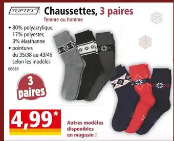 Norma TOPTEX Chaussettes, 3 paires femme ou homme offre