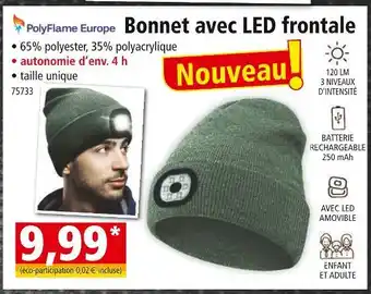 Norma PolyFlame Europe Bonnet avec LED frontale offre