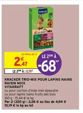Intermarché Kracker Trio-Mix Pour Lapins Nains Raisins Noix Vitakraft offre