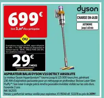 Auchan Aspirateur Balai Dyson V15 Detect Absolute offre