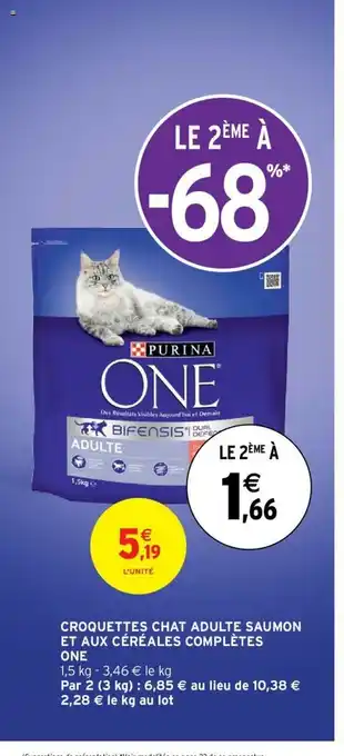 Intermarché Croquettes Chat Adulte Saumon Et Aux Céréales Complétes One offre