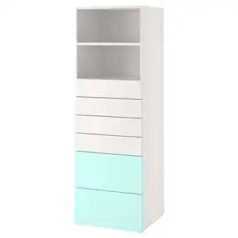 IKEA SmÅstad / platsa Bibliothèque, blanc turquoise pâle/avec 6 tiroirs, 60x57x181 cm offre