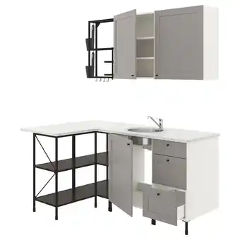 IKEA Enhet Cuisine d'angle, anthracite/gris avec cadre offre
