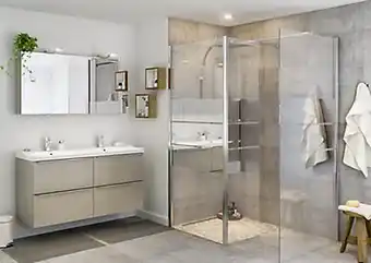 Castorama Paroi de douche à l'italienne et volet GoodHome Beloya miroir 77.5 + 45 cm et barre de fixation offre