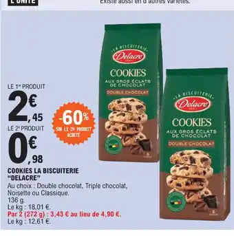 E.Leclerc COOKIES LA BISCUITERIE "DELACRE" offre