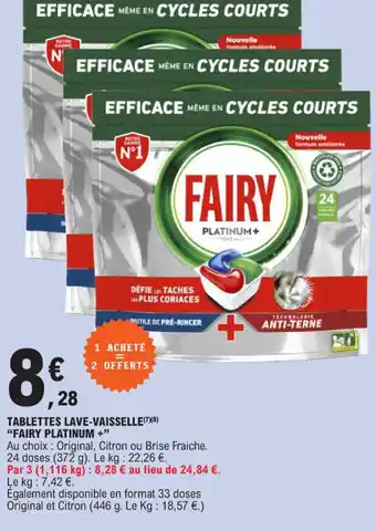 E.Leclerc TABLETTES LAVE-VAISSELLE FAIRY PLATINUM offre