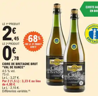 E.Leclerc CIDRE DE BRETAGNE BRUT "VAL DE RANCE" offre