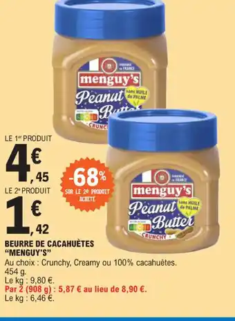 E.Leclerc BEURRE DE CACAHUÈTES "MENGUY'S" offre