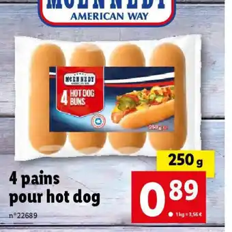 Lidl 4 pains pour hot dog offre