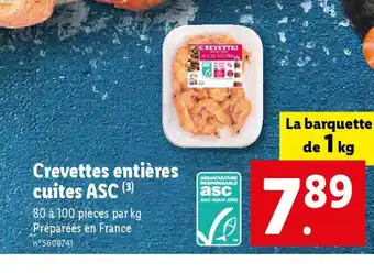 Lidl Crevettes entières cuites ASC offre
