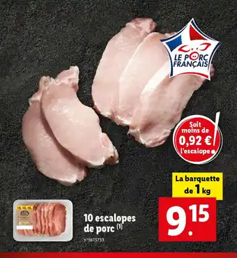 Lidl 10 escalopes de porc offre
