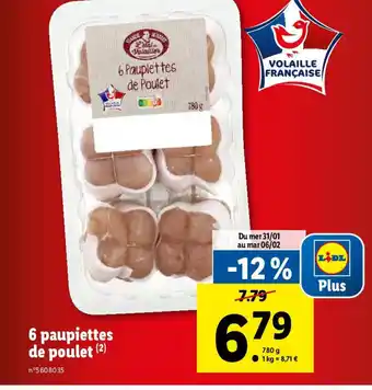 Lidl 6 Paupiettes de Poulet offre