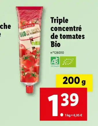 Lidl Triple concentré de tomates Bio offre