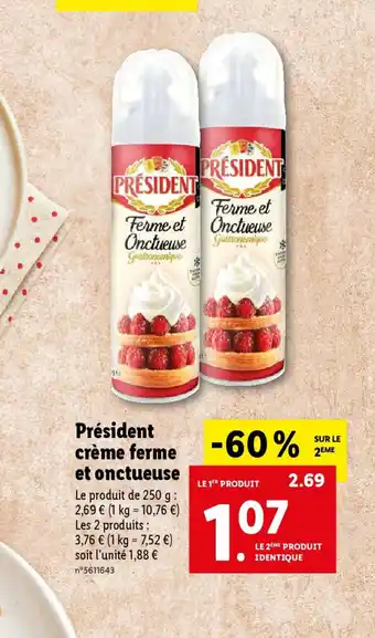 Lidl Président crème ferme et onctueuse offre