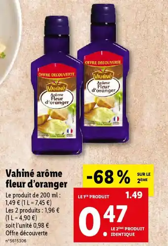 Lidl Vahiné arôme fleur d'oranger offre