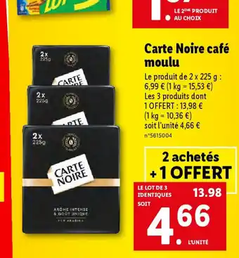 Lidl Carte Noire café moulu offre
