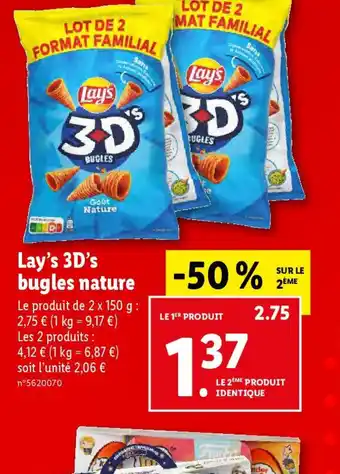 Lidl Lay's 3D's bugles nature offre