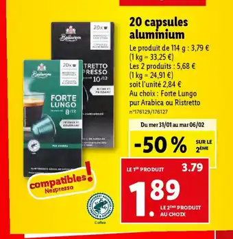 Lidl 20 capsules aluminium offre