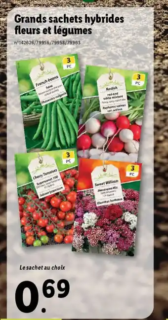 Lidl Grands sachets hybrides fleurs et légumes offre