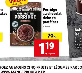 Lidl Porridge au chocolat riche en protéines offre