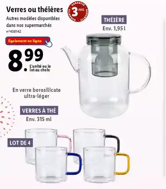 Lidl Verres ou théières offre