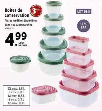 Lidl Boîtes de conservation offre