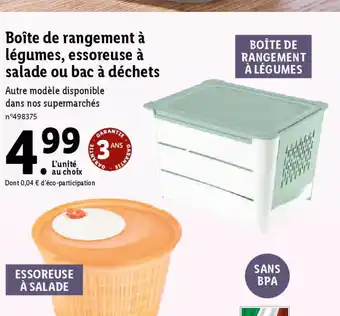 Lidl Boîte de rangement à légumes, essoreuse à salade ou bac à déchets offre