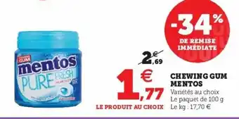 Super U Chewing Gum Mentos offre