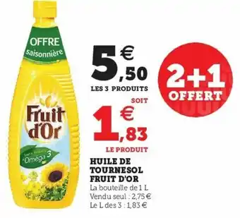 Super U Huile de Tournesol Fruit d'Or offre