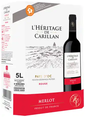 Carrefour L'HÉRITAGE DE CARILLAN I.G.P. Pays d'Oc offre