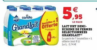 Super U Lait UHT Demi-Ecreme de Fermes offre