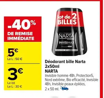 Carrefour Déodorant bille Narta offre