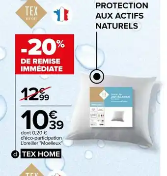 Carrefour Oreiller anti acarien offre