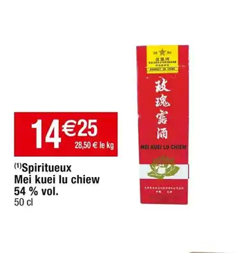 Cora x Carrefour Spiritueux Mei kuei lu chiew offre