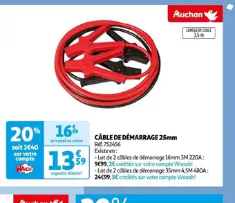 Auchan CÂBLE DE DÉMARRAGE 25mm offre