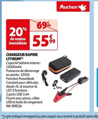 Auchan CHARGEUR RAPIDE LITHIUM offre