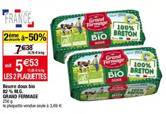 Migros Beurre doux bio 82 % M.G. PRÉSIDENT offre