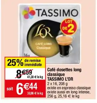 Migros Café dosettes long classique TASSIMO L'OR offre