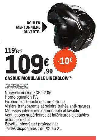 E.Leclerc L'Auto CASQUE MODULABLE LINERGLOW (3) offre