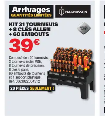 Brico Dépôt KIT 31 TOURNEVIS + 8 CLÉS ALLEN + 60 EMBOUTS offre