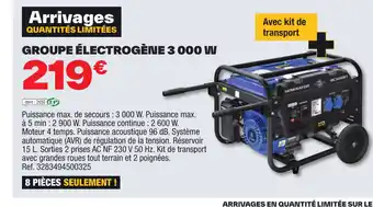 Brico Dépôt GROUPE ÉLECTROGÈNE 3 000 W offre