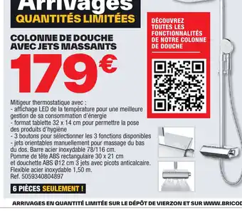 Brico Dépôt COLONNE DE DOUCHE AVEC JETS MASSANTS offre