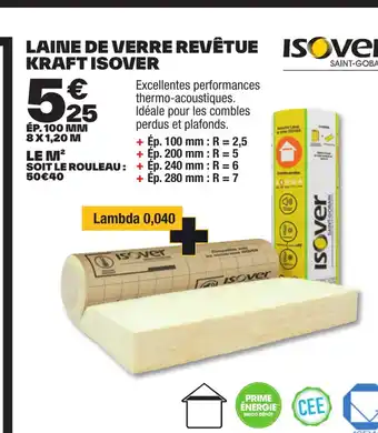 Brico Dépôt LAINE DE VERRE REVÊTUE offre