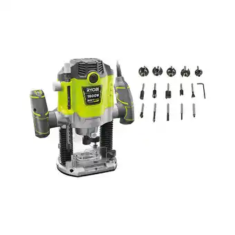 Bricomarché Pack RYOBI Défonceuse électrique RRT1600-K - 1600W - 254mm - Coffret 15 fraises panachées - RAKRBS15 offre
