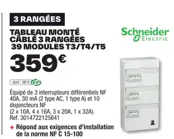 Brico Dépôt TABLEAU MONTÉ CÂBLÉ 3 RANGÉES 39 MODULES T3/T4/T5 offre