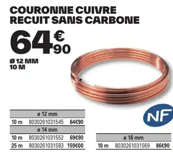 Brico Dépôt COURONNE CUIVRE RECUIT SANS CARBONE offre