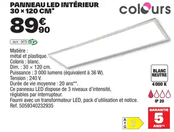 Brico Dépôt PANNEAU LED INTÉRIEUR 30 * 120 CM* offre